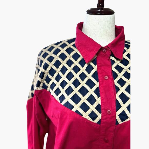 Vtg 90s Ozark Mountain Cowgirl Western Big Yoke Hot Pink Southwestern Shirt 20W - Picture 2 of 12